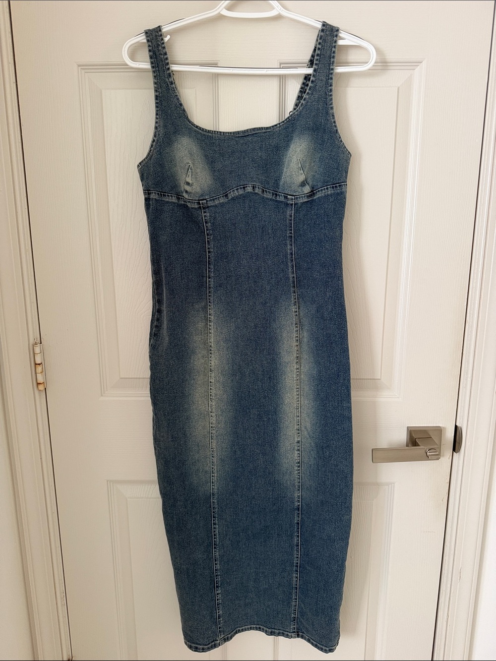 Mustard Seed Washed Blue Denim Midi Tank Dress